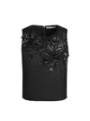 Alice And Olivia Amal Embellished Tank In Le Parisien Black/gunmetal