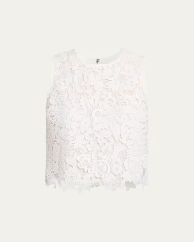 Alice And Olivia Amal Lace Tank Top In White