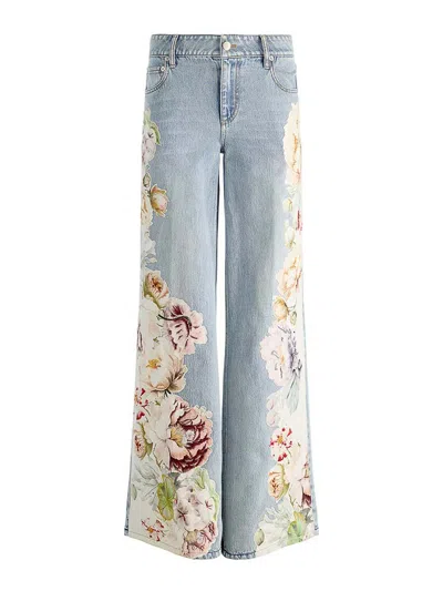 Alice And Olivia Amazing Low Rise Baggy Jeans In Silver Light Wash In Blue