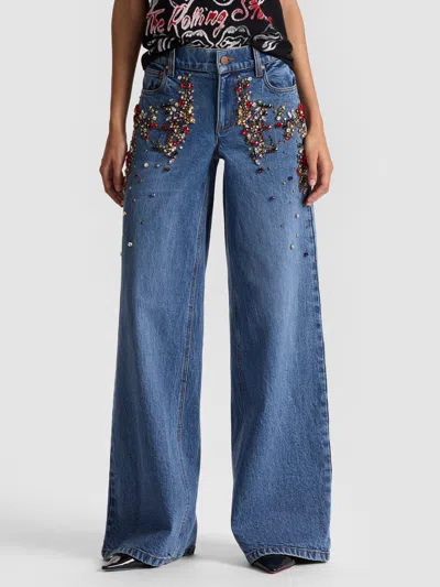 Alice And Olivia Amazing Embellished Jean In Blue