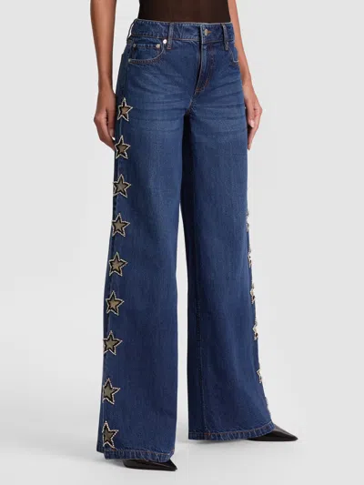 Alice And Olivia Amazing Embellished Jean In Blue