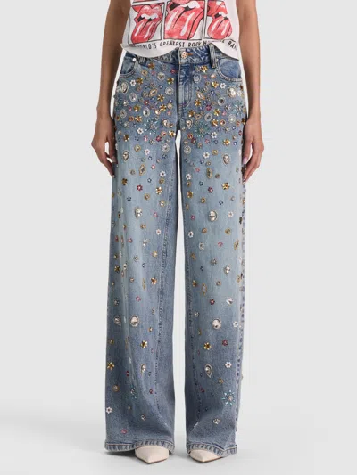 Alice And Olivia Amazing Embellished Jean In Gray