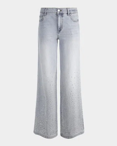 ALICE AND OLIVIA AMAZING EMBELLISHED WIDE-LEG JEANS
