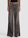 Alice And Olivia Amazing Jean With Knit Panel In Gray
