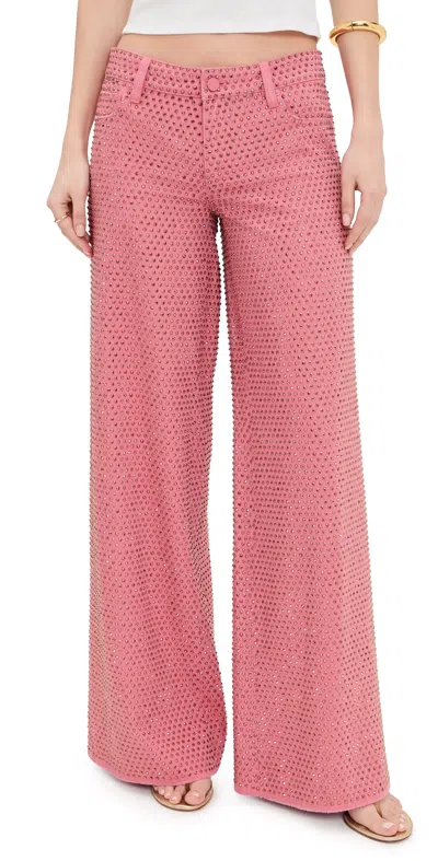 Alice And Olivia Amazing Low Rise Embellished Baggy Jeans Deep Rose/rose Gold In Pink