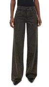 Alice And Olivia Amazing Low Rise Embellished Baggy Jeans Maya Charcoal Black In Black