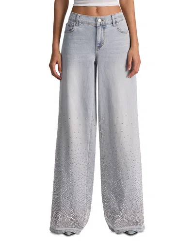ALICE AND OLIVIA ALICE AND OLIVIA AMAZING MID RISE EMBELLISHED JEANS IN ROCK STAR BLUE
