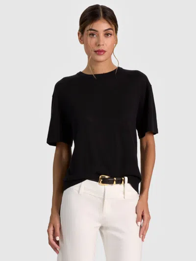 Alice And Olivia Amelie Cashmere Knit Tee In Black