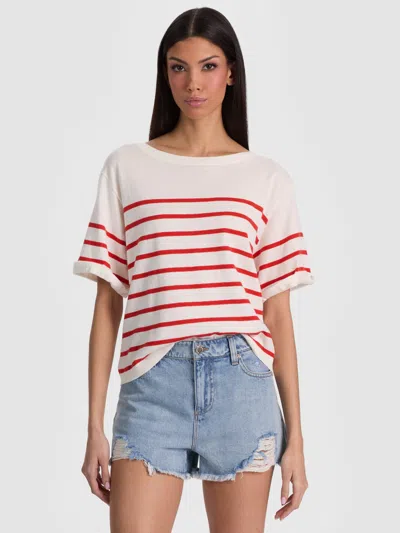 Alice And Olivia Amelie Striped Knit Tee In Multi