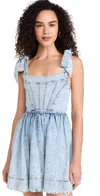 Alice And Olivia Amina Denim Dress In Fae Ultra Light Blue