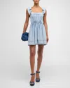 Alice And Olivia Amina Denim Dress In Fae Ultra Light Blue