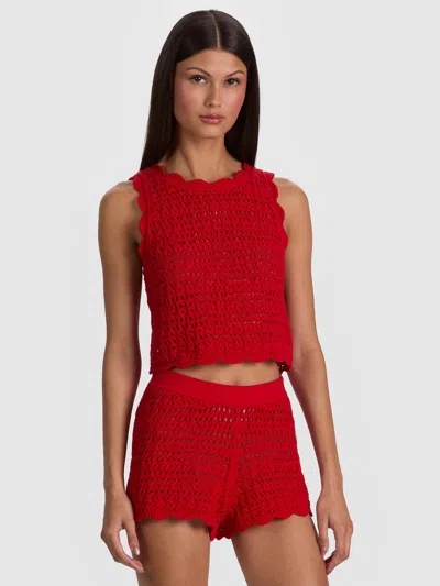 Alice And Olivia Amity Crochet Tank In Burgundy