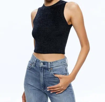 Alice And Olivia Amity Sleeveless Cropped Tank In Black