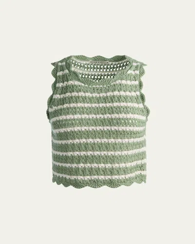 Alice And Olivia Amity Striped Crochet Tank Top In Multi