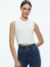 Alice And Olivia Amity Scalloped Tank In Soft White