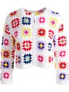 Alice And Olivia Anderson Crochet Cardigan In White