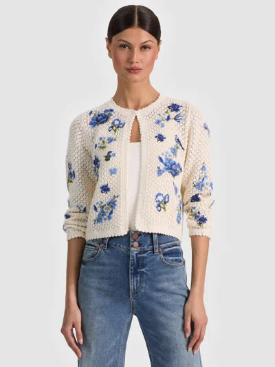 Alice And Olivia Anderson Crochet Cardigan In Multi