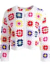 Alice And Olivia Anderson Crochet Cardigan In White