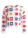 Alice And Olivia Anderson Crochet Cardigan In White