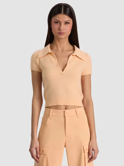 Alice And Olivia Andi Polo-collar T-shirt In Neutral