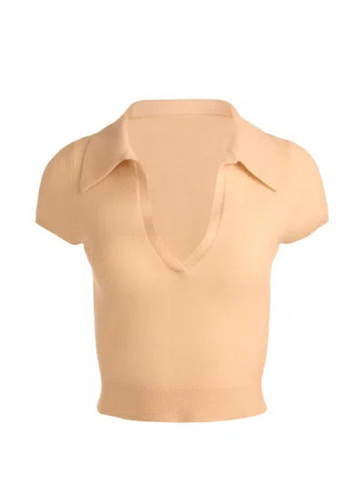 Alice And Olivia Andi Polo-collar T-shirt In Neutral