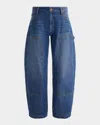 Alice And Olivia Andie Barrel-leg Carpenter Jeans In Blue