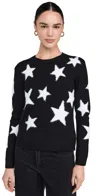 Alice And Olivia Andora Fuzzy Star Sweatshirt In Black/soft White