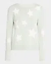 Alice And Olivia Andora Fuzzy Star Pullover In Sea Spraysoft White