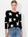 Alice And Olivia Andora Fuzzy Star Sweatshirt In Black/soft White