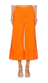 Alice And Olivia Andra Cropped Cotton-blend Wide-leg Pants In Light Mango
