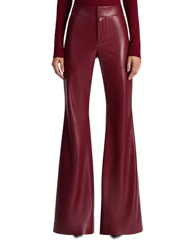 Alice And Olivia Andrew Faux Leather Bootcut Pants In Burgundy