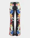 Alice And Olivia Andrew Floral Pants In Garden Brunch Black