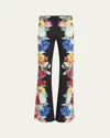 Alice And Olivia Andrew Floral Pants In Garden Brunch Black