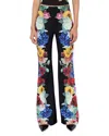 Alice And Olivia Andrew Floral Pants In Black Floral