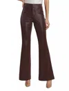 Alice And Olivia Andrew Shiny Vegan Leather Bootcut Slim Pant In Espresso