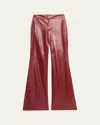 Alice And Olivia Andrew Vegan Leather Bootcut Pants In Burgundy
