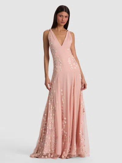 Alice And Olivia Andrina Embellished Gown In Pink