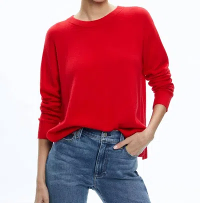 Alice And Olivia Angie Pullover In Bright Ruby In Red