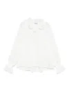 Alice And Olivia Norah Eyelet Tie-front Peasant Blouse In White