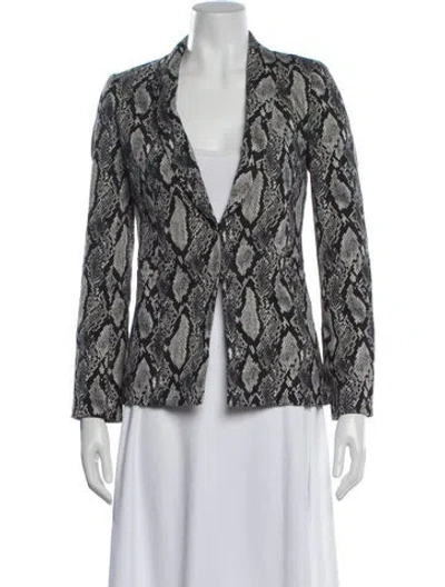 Pre-owned Alice And Olivia Animal Print Blazer In Black