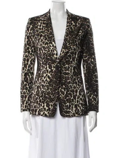 Pre-owned Alice And Olivia Animal Print Blazer In Neutral