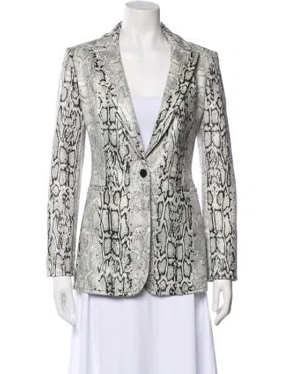 Pre-owned Alice And Olivia Animal Print Blazer In White
