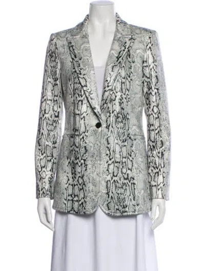 Pre-owned Alice And Olivia Animal Print Blazer In White