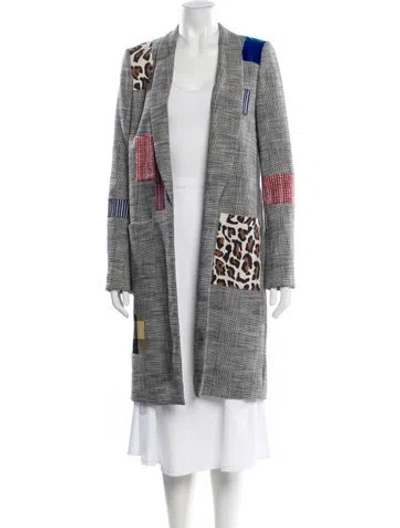 Pre-owned Alice And Olivia Animal Print Coat In Gray