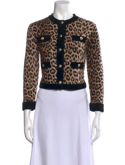 Pre-owned Alice And Olivia Animal Print Crew Neck Sweater W/ Tags In Neutral