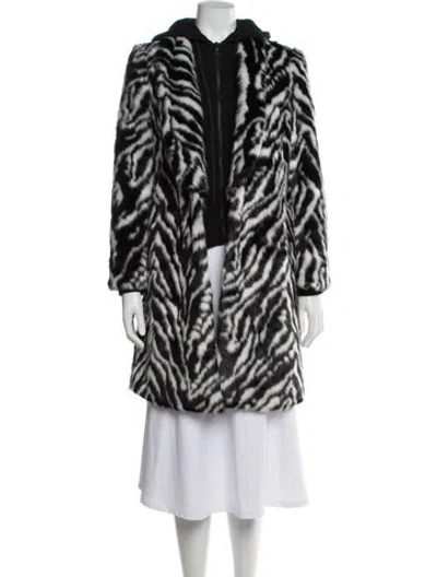Pre-owned Alice And Olivia Animal Print Faux Fur Coat In Black