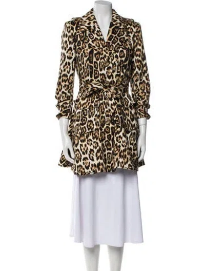 Pre-owned Alice And Olivia Animal Print Faux Fur Coat In Brown