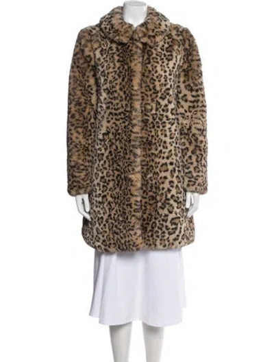 Pre-owned Alice And Olivia Animal Print Faux Fur Coat In Brown