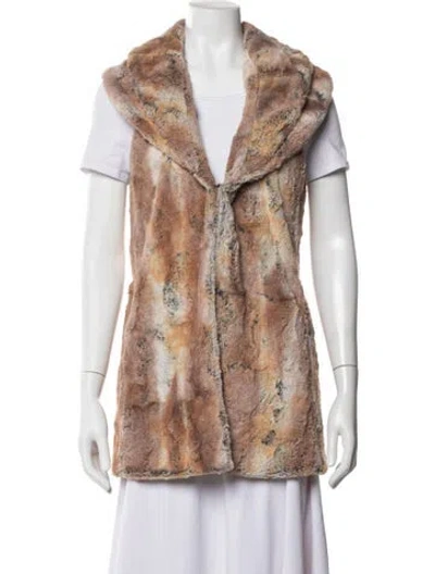 Pre-owned Alice And Olivia Animal Print Faux Fur Coat In Brown
