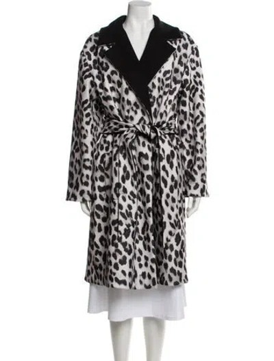 Pre-owned Alice And Olivia Animal Print Faux Fur Coat In Gray